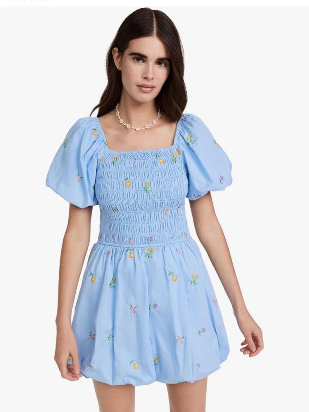 English factory smocked mini dress blue size small new - Picture 5 of 10